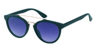 Load image into Gallery viewer, Dark green Sonnenbrille rund Metall Doppelsteg im Vintage John Lennon Stil mit blau verlaufend getönten Gläsern (400UV), edel präsentiert auf weißem Hintergrund.
