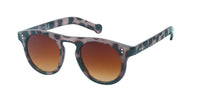 Load image into Gallery viewer, Sonnenbrille rund John Lennon Style Punkte Vintage Retro 400UV Panto getigert, with a pink and black tortoiseshell frame and brown gradient lenses, offering UV-Schutz 400, photographed on a white background.
