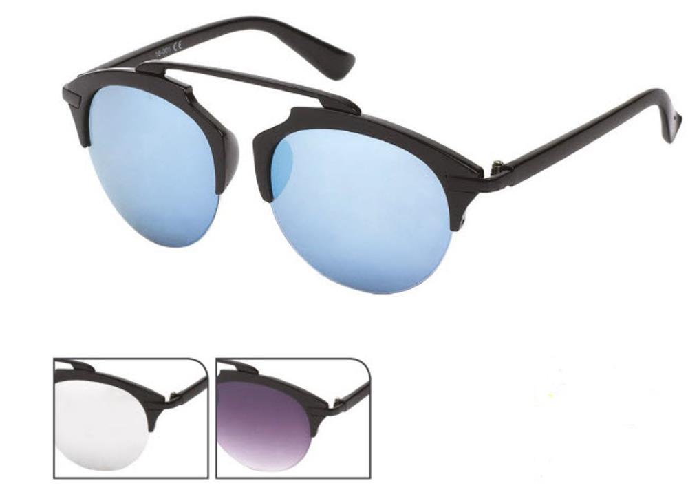 Sonnenbrille Retro Brille 400 UV Metall Zwicker Form unten frameless schwarz
