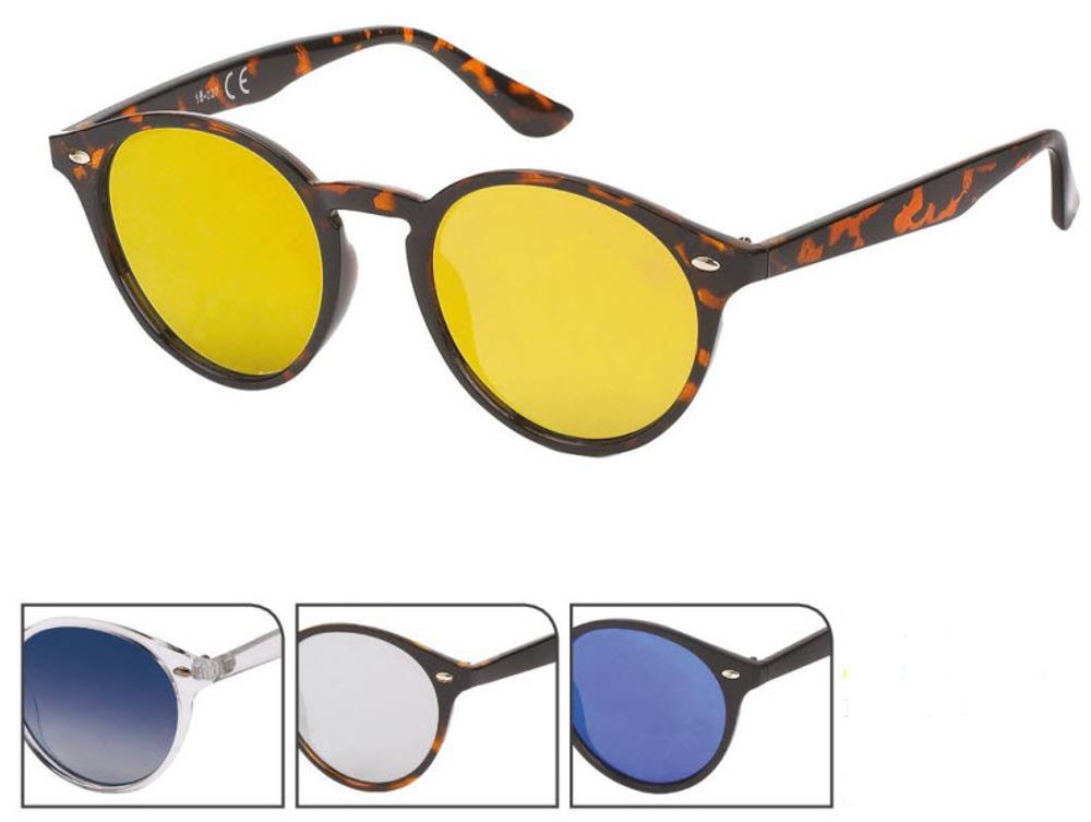 Sonnenbrille Panto Round Glasses 400 UV verspiegelt Ziermandel silbern