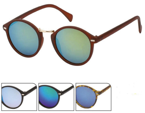 Sonnenbrille Panto Round 400 UV verspiegelt hoher Bogensteg Metall Rechtecke