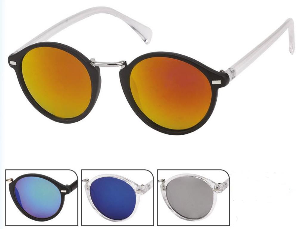 Sonnenbrille Panto Round 400 UV verspiegelt Bogensteg hoch Metall Rechtecke
