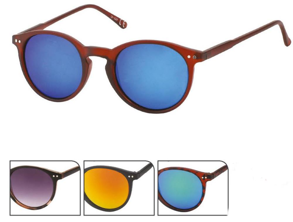 Panto Sonnenbrille Round Glasses 400 UV verspiegelt Pünktchen silbern