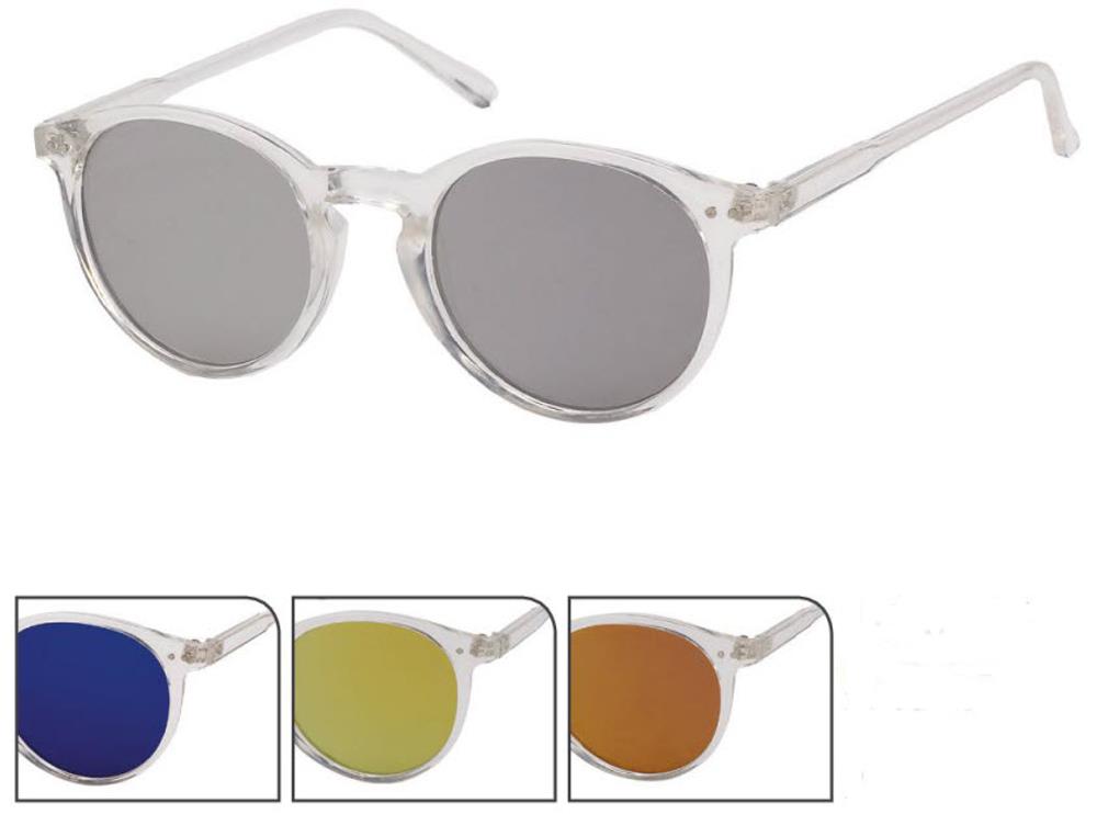 Sonnenbrille Panto Round Glasses 400 UV verspiegelt Pünktchen klar