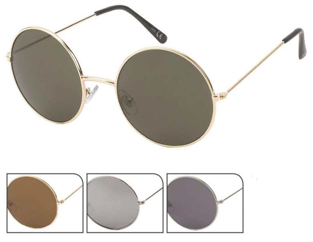 Sonnenbrille groß Round Glasses Lennon-Style 400 UV Metall getönt langer Steg
