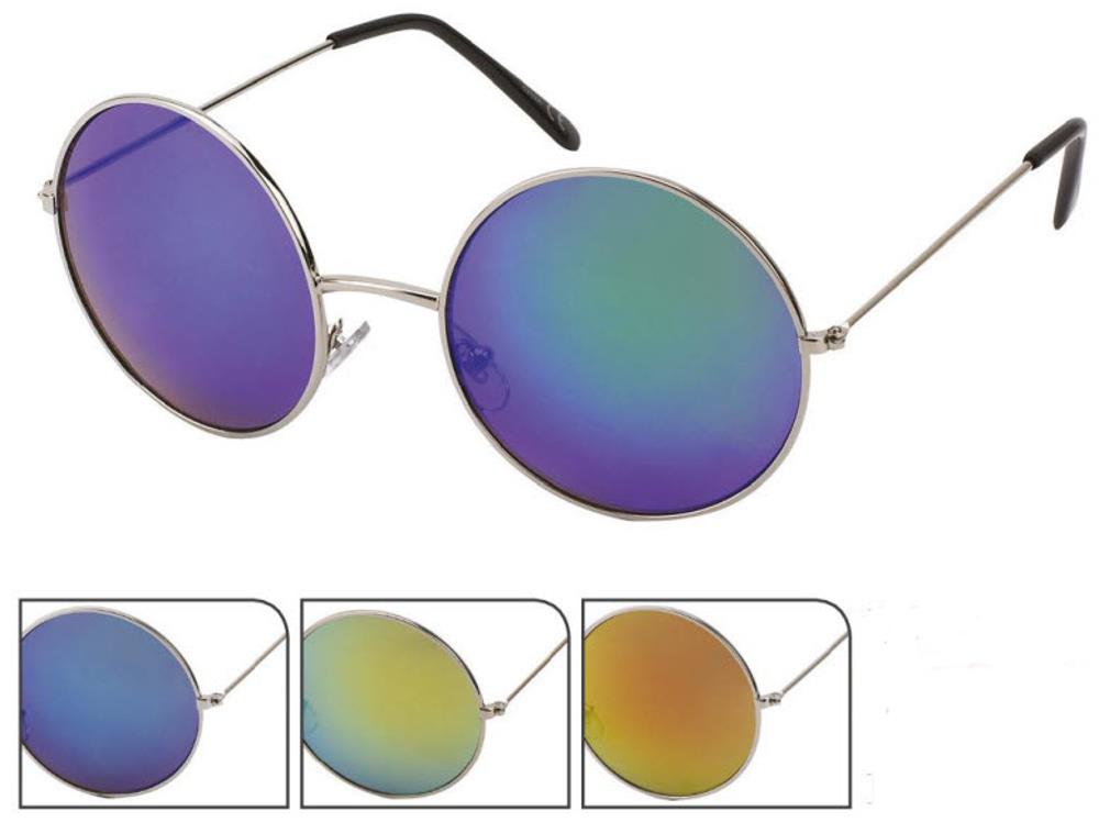 Sonnenbrille große Round Glasses John-Lennon-Style 400 UV Metall verspiegelt