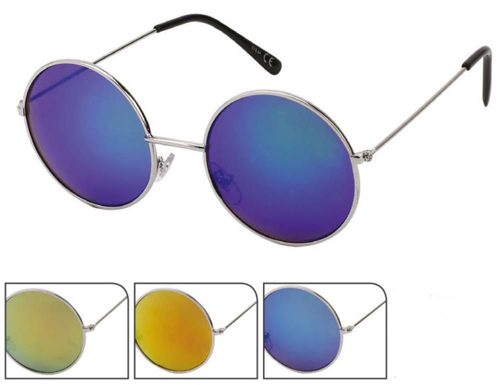 Sonnenbrille Round Glasses John-Lennon-Style 400 UV Metall bunt verspiegelt