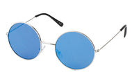Load image into Gallery viewer, Sonnenbrille Round John-Lennon-Style 400 UV Metall silbern verspiegelt Steg lang
