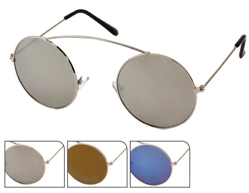 Sonnenbrille Round Glasses 400 UV Metall Bügeloberkante statt Steg verspiegelt