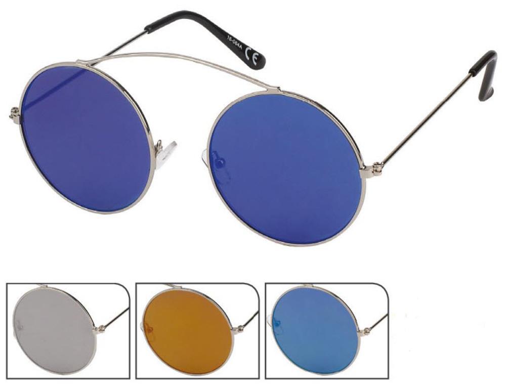 Sonnenbrille Round 400 UV Metall Bügeloberkante statt Steg bunt verspiegelt