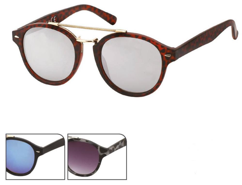 Sonnenbrille Panto 400 UV Metalldoppelsteg Zierspitze Feder Schlüsselloch