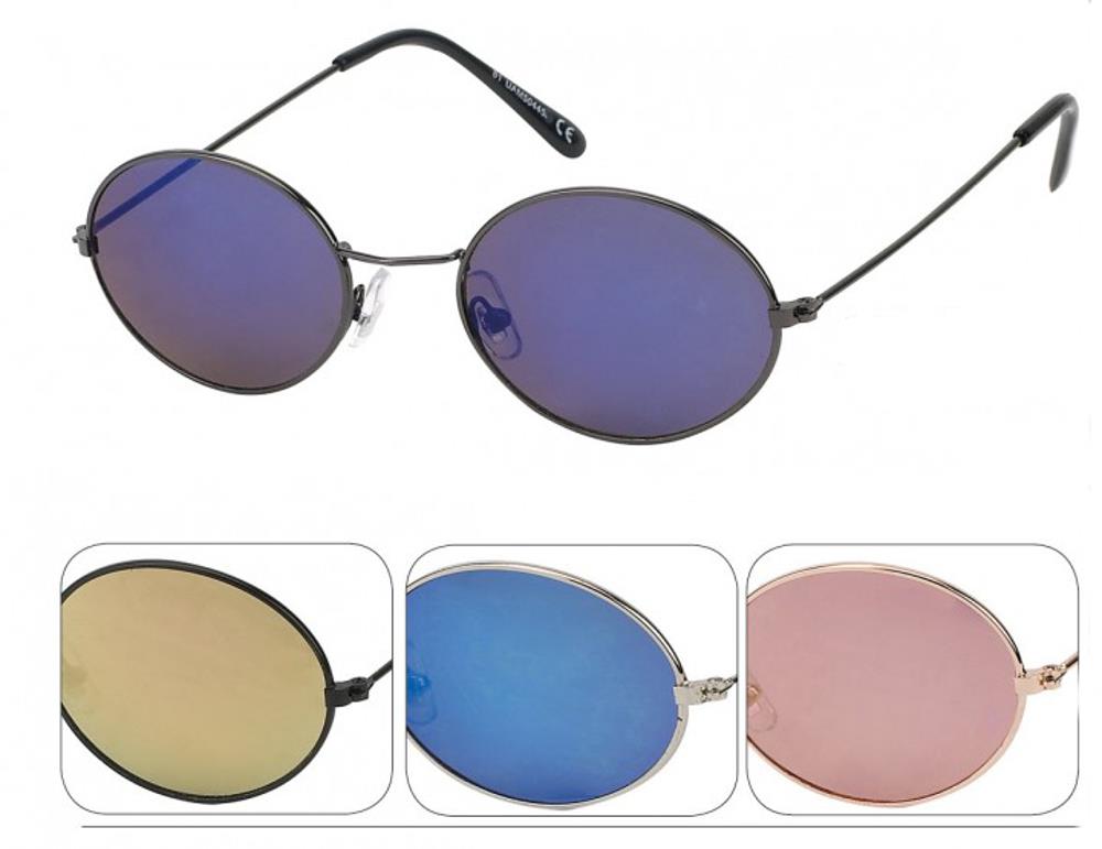 Sonnenbrille ovale kleine Gläser Knicksteg Metallrahmen 400 UV verspiegelt