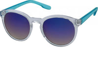 Load image into Gallery viewer, A pair of Sonnenbrille rund John Lennon transparent 400UV sunglasses with mirrored round lenses and a keyhole bridge, shown on a white background.
