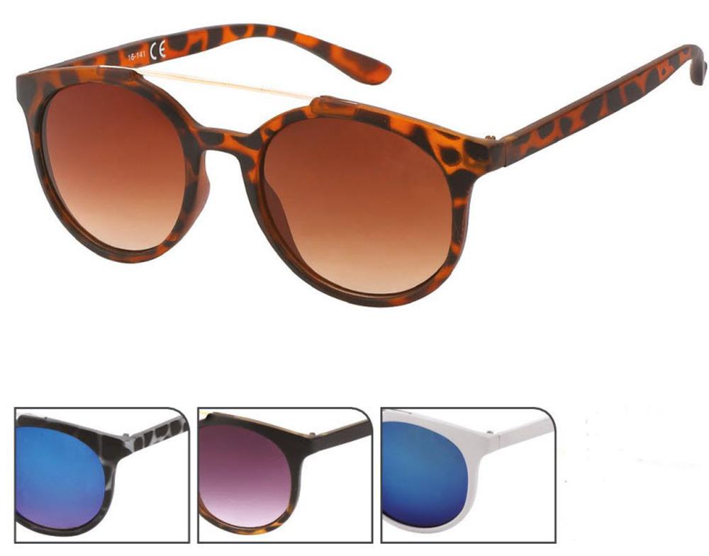 Sonnenbrille Panto Gläser 400 UV Metallbügeloberkante dünn Retro