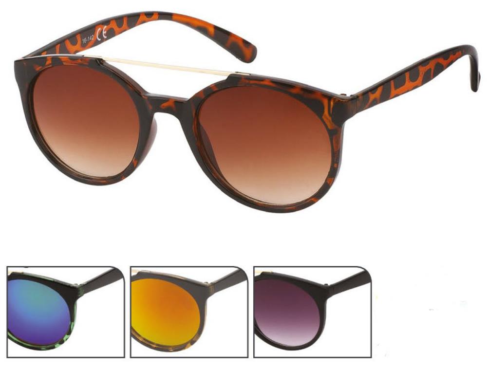 Sonnenbrille Retro Panto Gläser 400 UV Metallbügeloberkante dünn