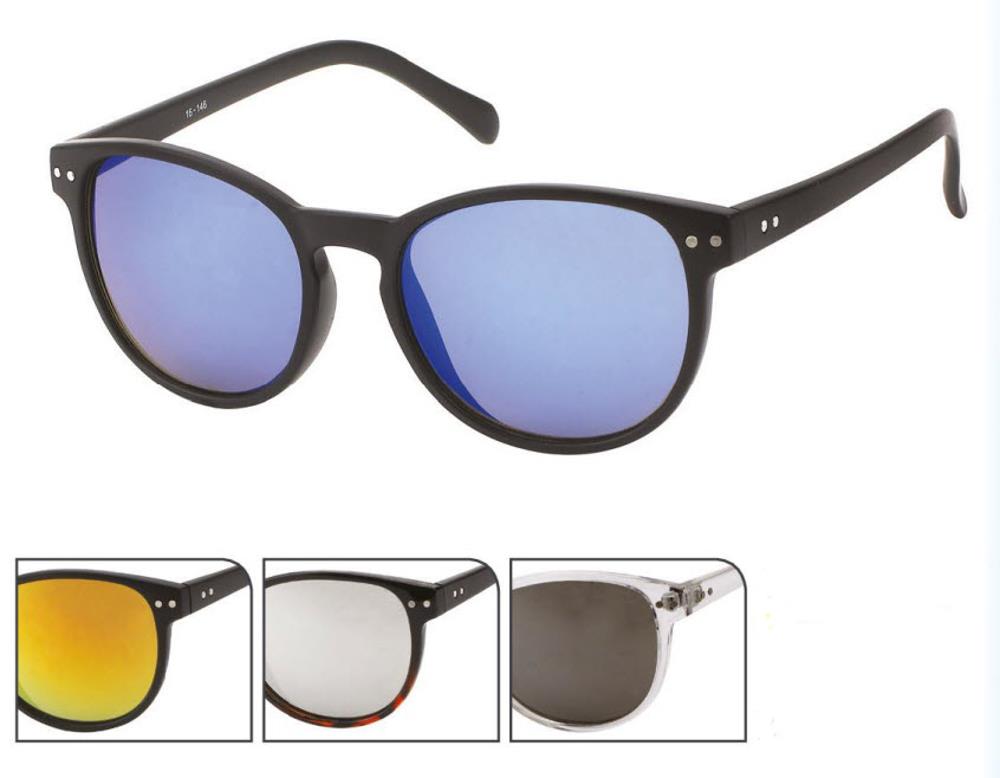 Sonnenbrille Panto 400 UV verspiegelt bunt Schlüssellochsteg dünn vier Punkte