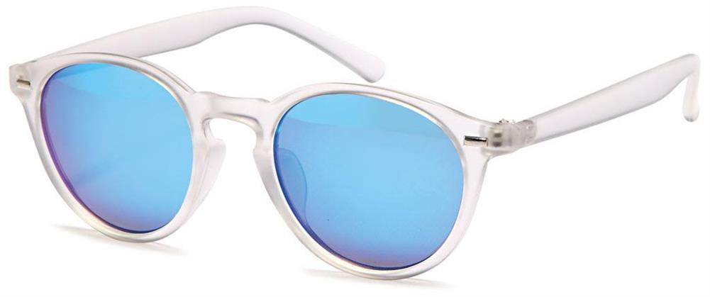 Sonnenbrille Panto transparent Retro 400UV Schlüsselloch Steg verspiegelt