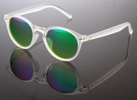 Load image into Gallery viewer, Sonnenbrille Panto transparent Retro 400UV Schlüsselloch Steg verspiegelt
