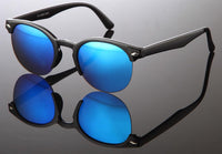 Load image into Gallery viewer, Sonnenbrille Panto semi frameless Retro 400UV Schlüsselloch Steg verspiegelt
