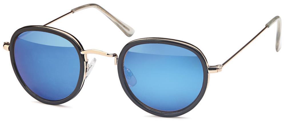 Retro Sonnenbrille Panto 400 UV Steg hoch Knick Metallgestell Glasrand schwarz
