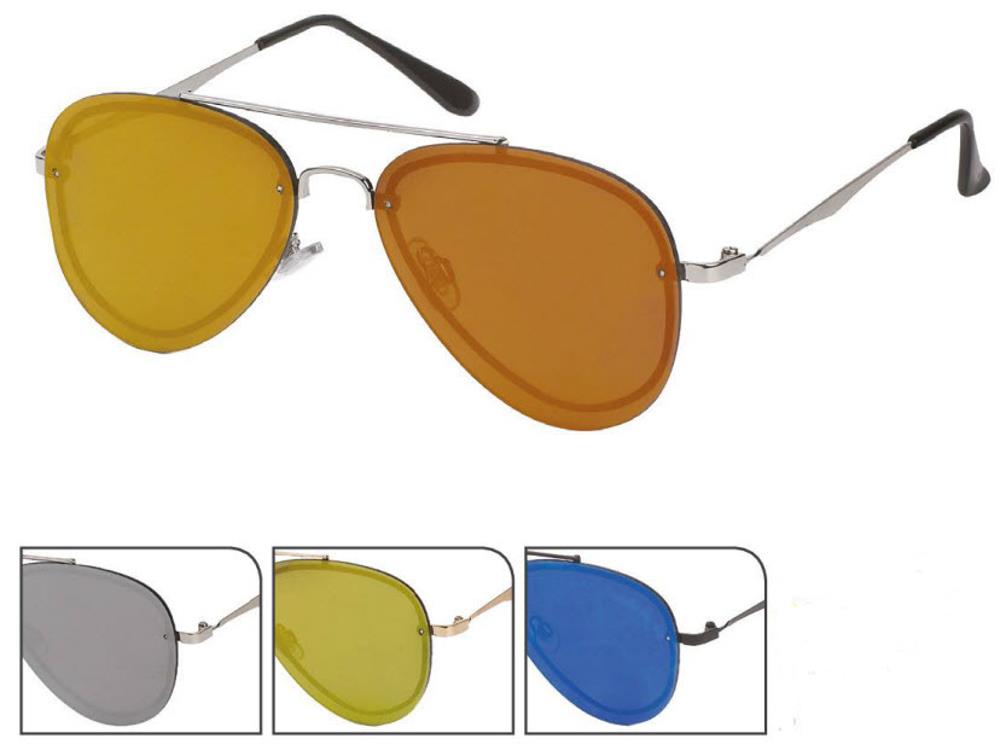Sonnenbrille Pilotenbrille 400 UV frameless Metallbügel Zacke bunt verspiegelt