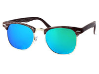 Load image into Gallery viewer, Sonnenbrille Retro Holzmuster bunt verspiegelt 400UV Metall
