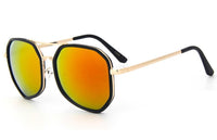 Load image into Gallery viewer, Sonnenbrille multilateral Pilotenbrille groß schwarzer Rand 400UV verspiegelt
