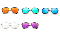 Load image into Gallery viewer, Sonnenbrille Pilotenbrille eckiger schwarzer Rahmen bunt verspiegelt
