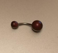 Cargar imagen en el visor de la galería, Bauchnabelpiercing Holz rot braun Kugeln Edelstahl
