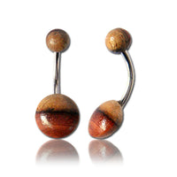 Cargar imagen en el visor de la galería, rot hell Organic Tamarind Holz zweifarbig Bauchnabelpiercing Scheibe Bananenpiercing Edelstahl
