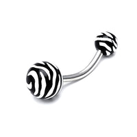 Load image into Gallery viewer, Bauchnabelpiercing Zebra Muster Bioflex 2 Kugeln Bananenpiercing Edelstahl nickelfrei
