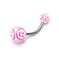 Load image into Gallery viewer, Bauchnabelpiercing Smilie Gesichter Bioflex 2 Kugeln Bananenpiercing Edelstahl nickelfrei
