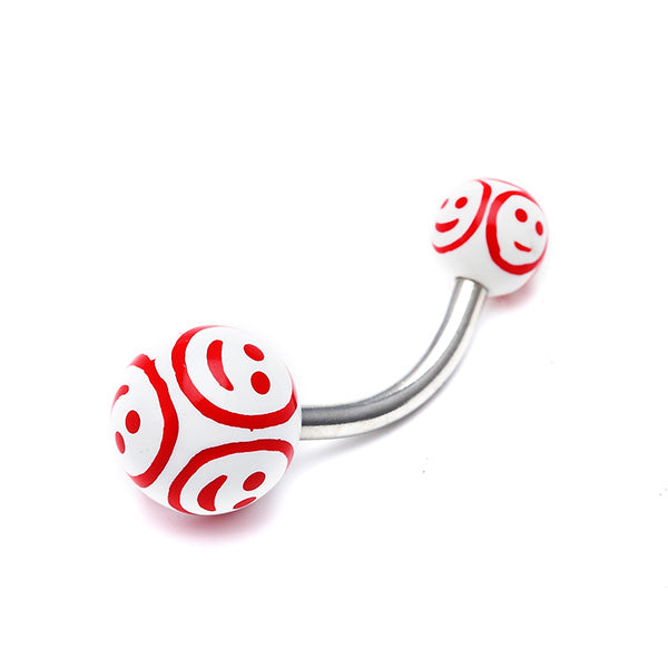 Bauchnabelpiercing Smilie Gesichter Bioflex 2 Kugeln Bananenpiercing Edelstahl nickelfrei