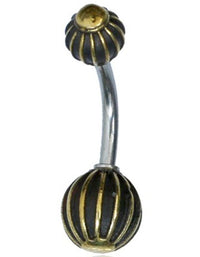 Load image into Gallery viewer, Bauchnabelpiercing Messing Edelstahl antik gold silber Kugel
