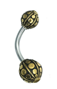 Load image into Gallery viewer, Bauchnabelpiercing Messing Edelstahl antik gold silber Kugel
