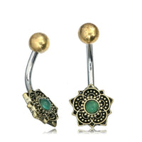 Cargar imagen en el visor de la galería, Bauchnabelpiercing Brass Edelstahl Bögen Blume Stein
