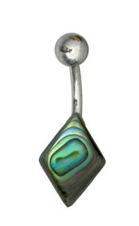 Cargar imagen en el visor de la galería, Bauchnabelpiercing Edelstahl Perlmutt Raute Paua Abalone

