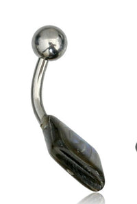 Cargar imagen en el visor de la galería, Bauchnabelpiercing Edelstahl Perlmutt Raute Paua Abalone
