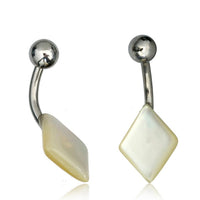 Cargar imagen en el visor de la galería, Bauchnabelpiercing Edelstahl Perlmutt Raute Paua Abalone
