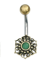 Cargar imagen en el visor de la galería, Bauchnabelpiercing Blume Edelstahl Stein Messing
