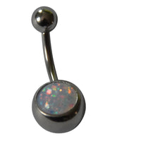 Cargar imagen en el visor de la galería, Bauchnabelpiercing Edelstahl silber Resin Opal Stab 10x1.6mm
