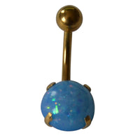 Cargar imagen en el visor de la galería, Bauchnabelpiercing Edelstahl gold Opalit Stab 10x1.6mm

