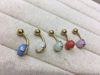 Cargar imagen en el visor de la galería, Bauchnabelpiercing Edelstahl gold Opalit Stab 10x1.6mm
