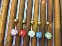 Cargar imagen en el visor de la galería, Bauchnabelpiercing Edelstahl gold Opalit Stab 10x1.6mm
