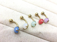 Cargar imagen en el visor de la galería, Bauchnabelpiercing Edelstahl gold Opalit Stab 10x1.6mm
