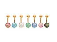 Cargar imagen en el visor de la galería, Bauchnabelpiercing Edelstahl gold Opal Stab 10x1.6mm
