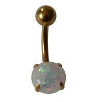 Cargar imagen en el visor de la galería, Bauchnabelpiercing Edelstahl gold Opal Stab 10x1.6mm
