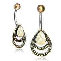 Cargar imagen en el visor de la galería, Bauchnabelpiercing Edelstahl Brass Doppelträne Inlay
