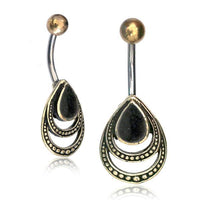 Cargar imagen en el visor de la galería, Bauchnabelpiercing Edelstahl Brass Doppelträne Inlay
