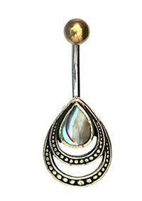 Cargar imagen en el visor de la galería, Bauchnabelpiercing Edelstahl Brass Doppelträne Inlay
